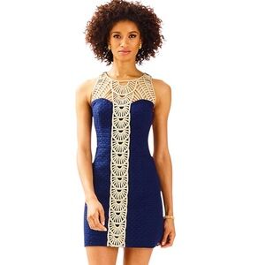 Lilly Pulitzer Navy Tana Shift Dress 2 Gold Detail
